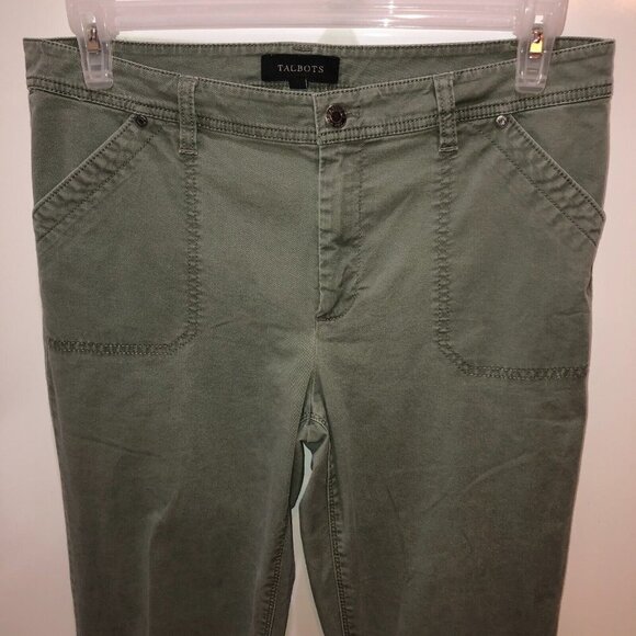 Talbots Womens Size 12 Green Flat Front Pockets Ankle Zip Jeans Casual Pants - Picture 5 of 10